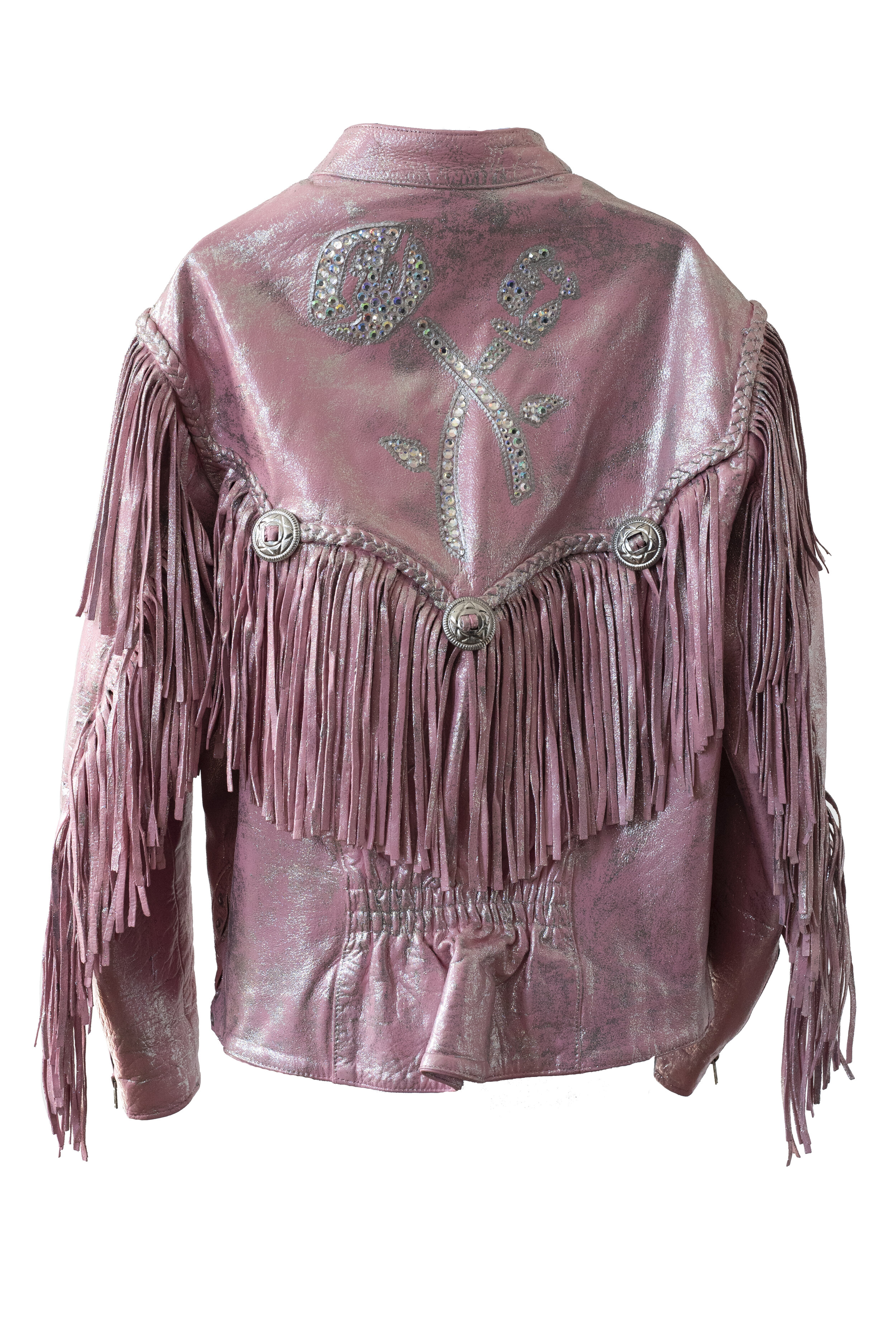 KELSEY RANDALL - shop all collections - ONE OF A KIND - BONAVEGA pink  glitter rhinestone fringe jacket
